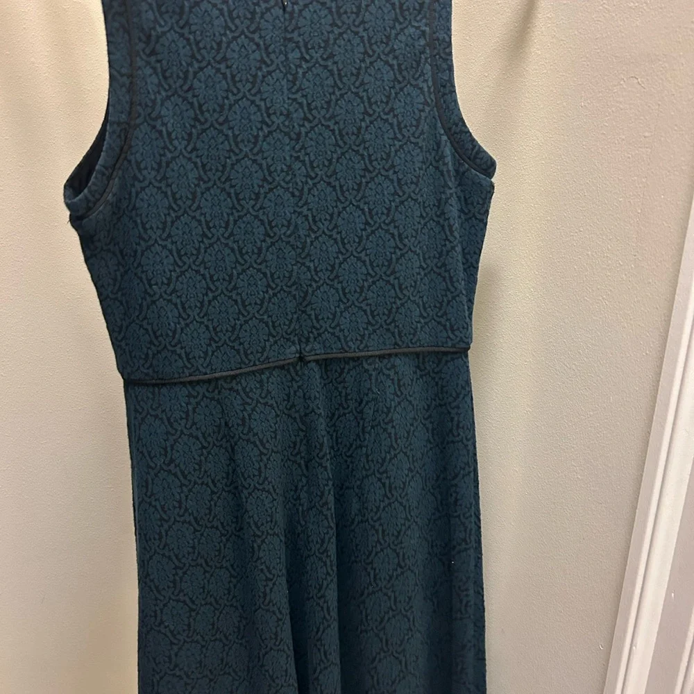 LOFT Teal Patterned Midi Dress - Picture 2 of 3